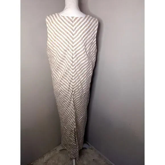 Everlane Bias Cut Linen Maxi Dress Striped Neutral Size 12 - Picture 3 of 8